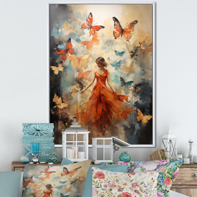 «Butterfly and Woman Dance» - Art mural sur toile