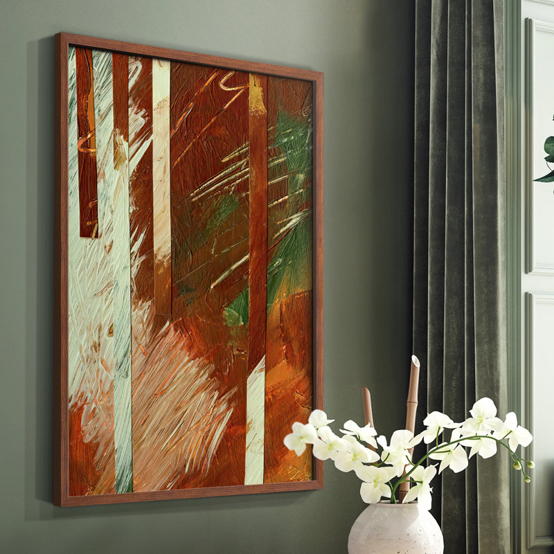 Wheaten II Framed Print - Solid Wood, 14" H x 11" W, Brown
