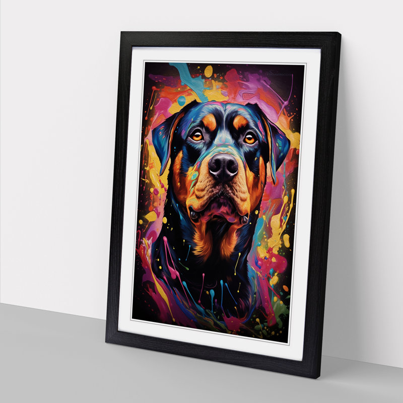 Rottweiler Abstract Art - Framed Print, Black Framed, 64cm H x 46cm W x 2cm D