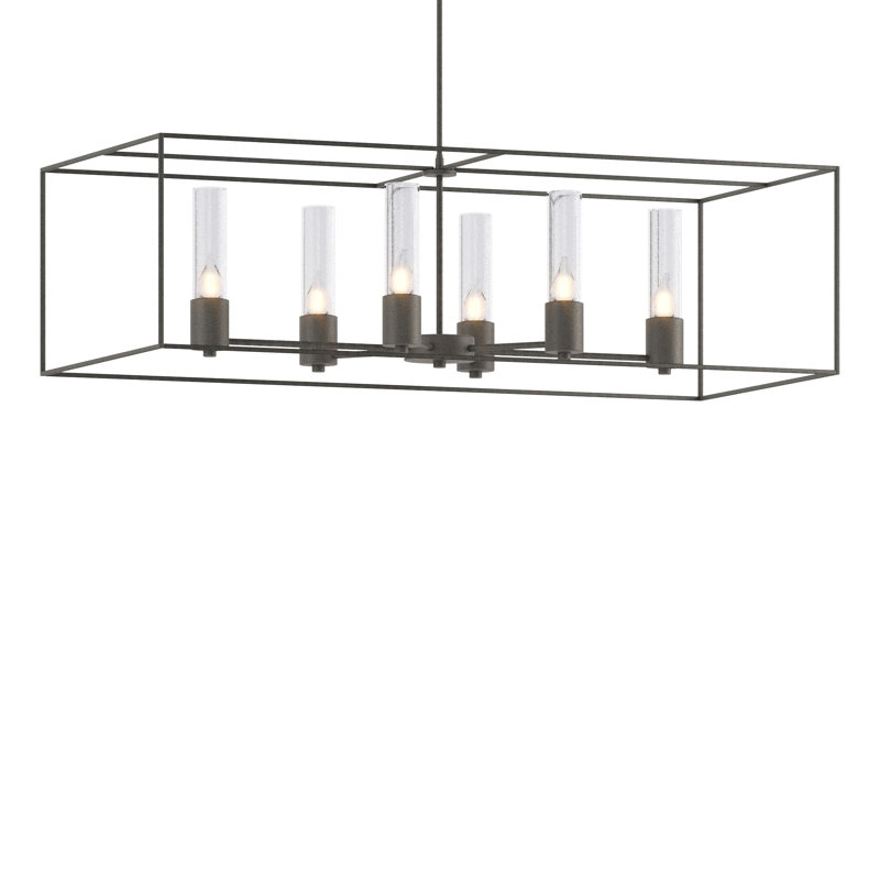 Portico 6 - Light Kitchen Island Linear Pendant, Natural Iron, Natural Iron, Seeded Clear