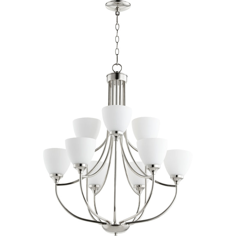 Lustre empire à 9 lumières Radack, Nickel poli