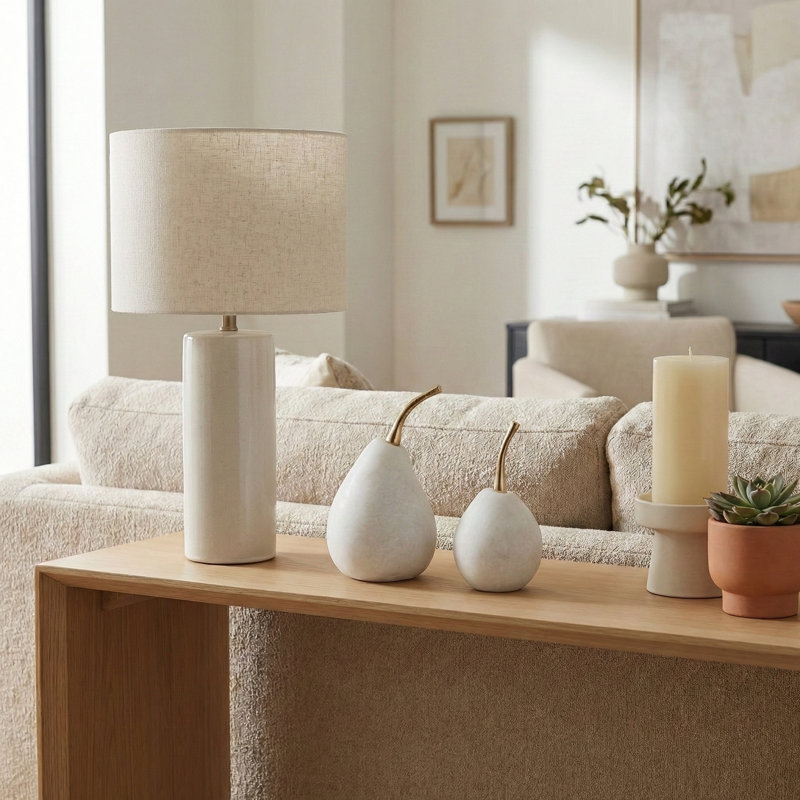 Osiris Decorative Objects Polyresin Pear-Shaped Design With Stem Home Office Bedroom Living Room Set Of 2 - 7", 6" White