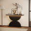 Console en bois 47 po avec demi-cercles 47 po et structure en bois martelé avec entrée et éclairage à DEL