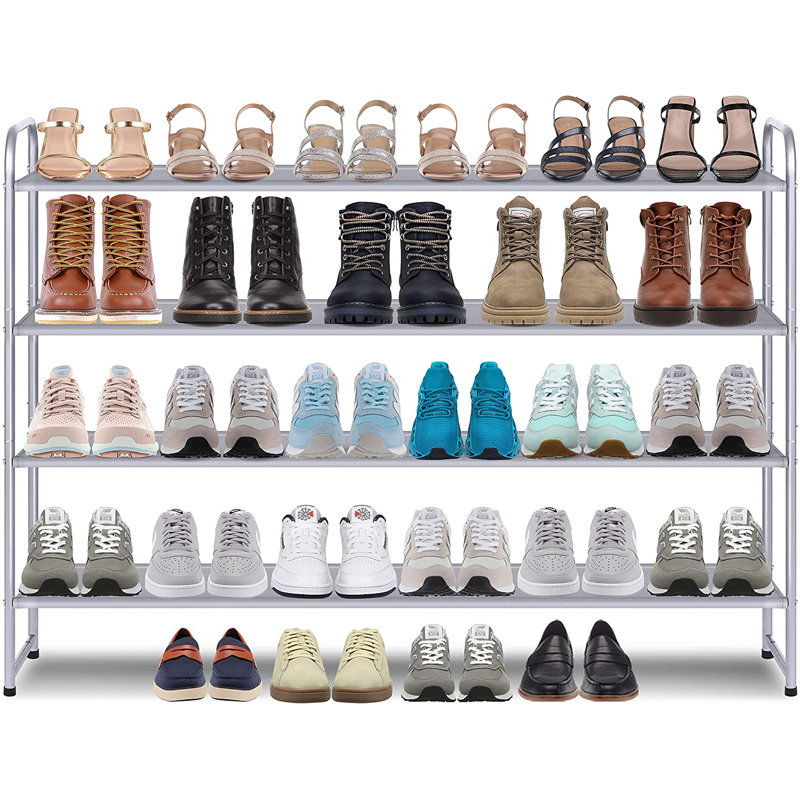 24 Pair Stackable Shoe Rack, Gray