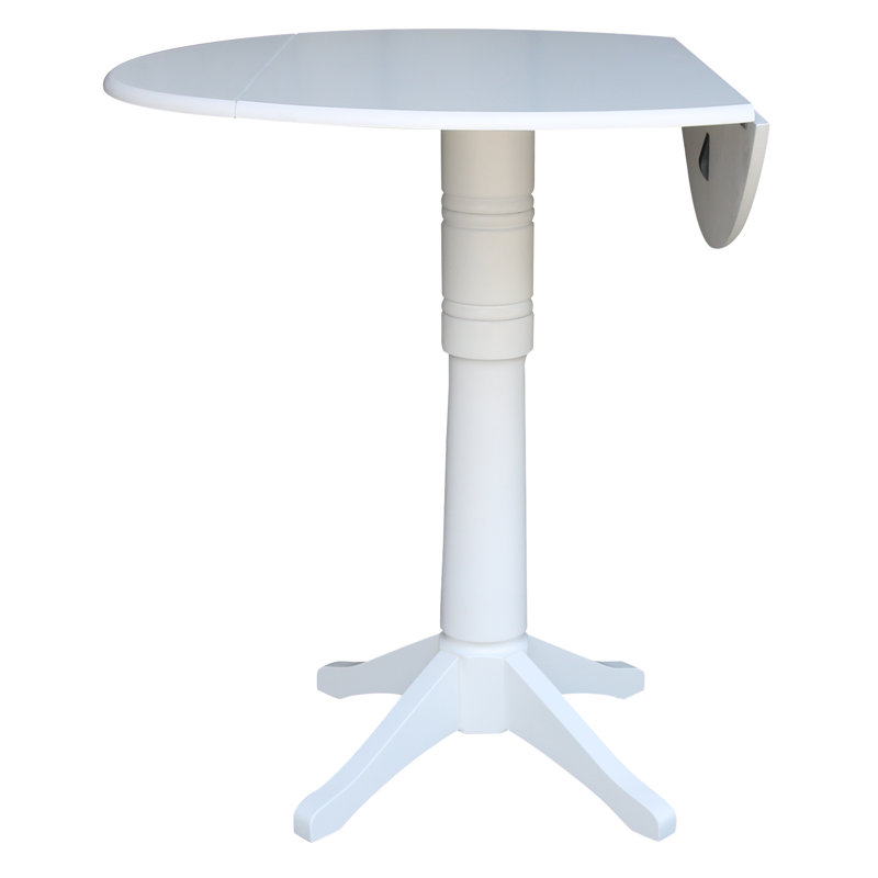 Extendable Round Solid Wood Dining Table, White