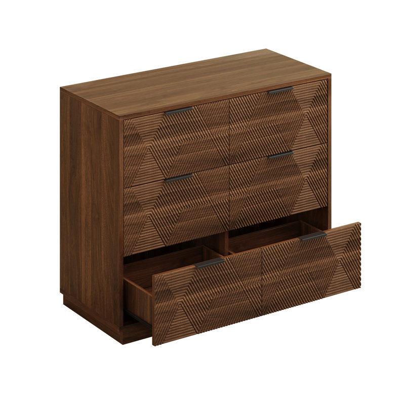 Commode en noyer à 6 tiroirs, 99 cm de large