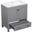 Armoire de rangement pour salle de bain 30 po, gris, bois massif, évier simple, 2 portes, 1 tiroir fonctionnel, applicable en gris. Meuble-lavabo avec portes. 2 portes et 1 rangement, en bois-523302589-523302590