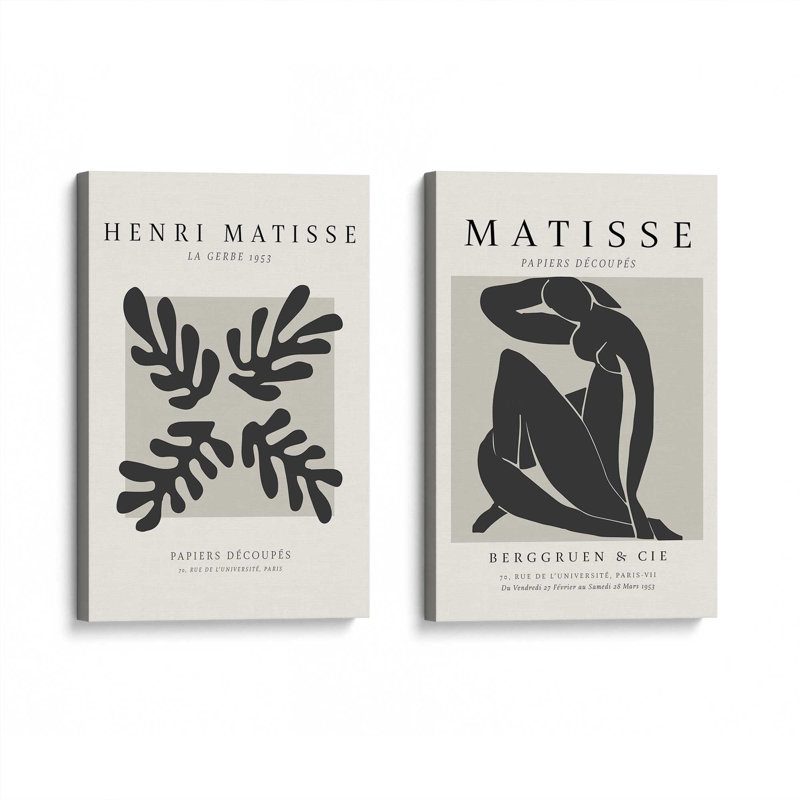 Ensemble de 2 Matisse Nus Noir et La Gerbe, H 18 po x l 24 po, Toile tendue