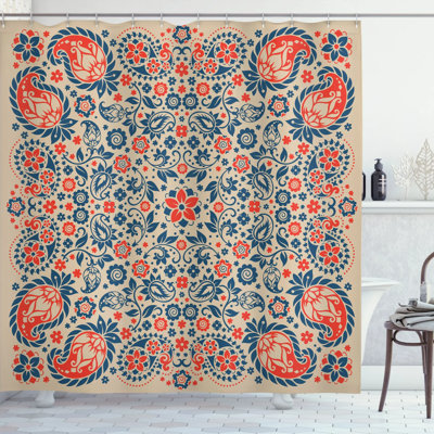 Darcey Paisley Shower Curtain with Hooks Included