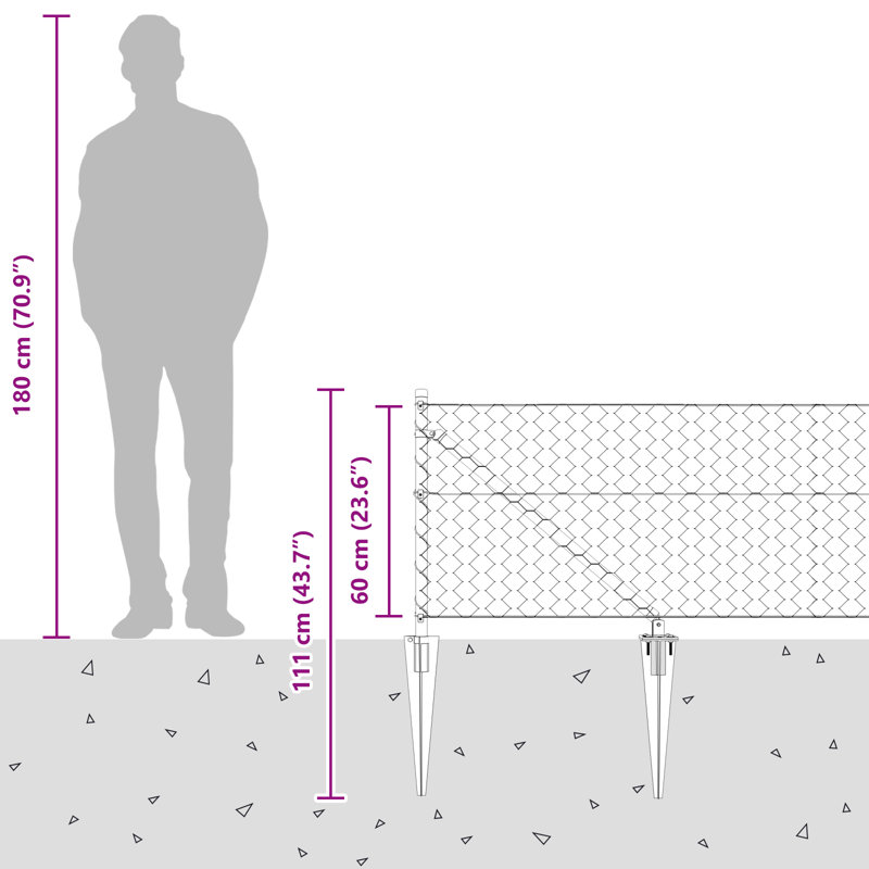 Hexagon Fence Steel, Grey, 60cm H x 5000cm W
