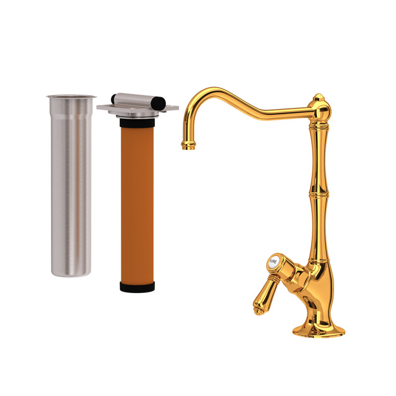 Acqui® Filter Single Handle Kitchen Faucet, Metal mini lever, Italian Brass