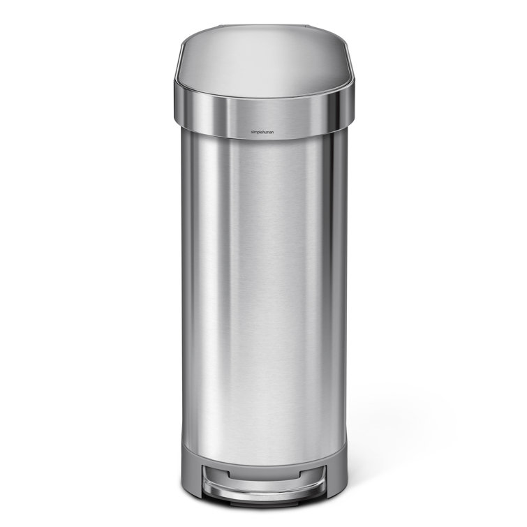 simplehuman 10.6 gal Plastic Slim Kitchen Step Trash Can, White