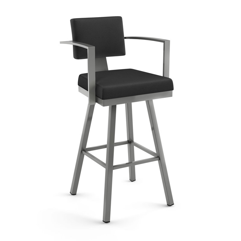 Tabouret de bar et de comptoir Perrotta, Gris, Tabouret de bar (siège d'une hauteur de 30,5 po), Noir