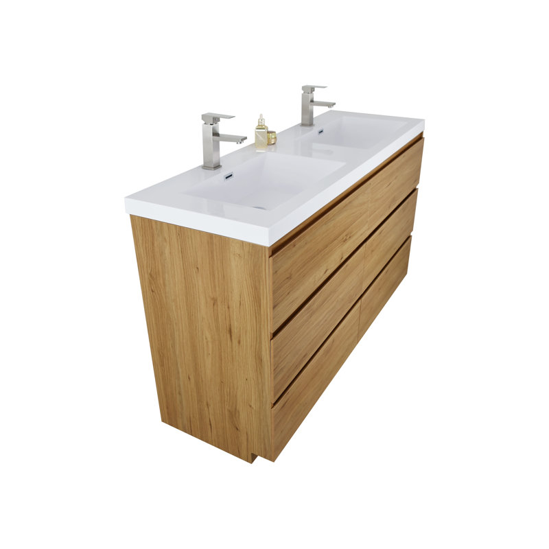 Ensemble de meuble-lavabo double 59 po Chelsei, Chêne naturel