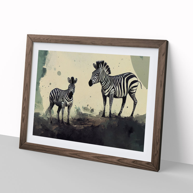 Zebra Vol.2 - Single Picture Frame Painting, 46cm H x 64cm W x 2cm D, Walnut