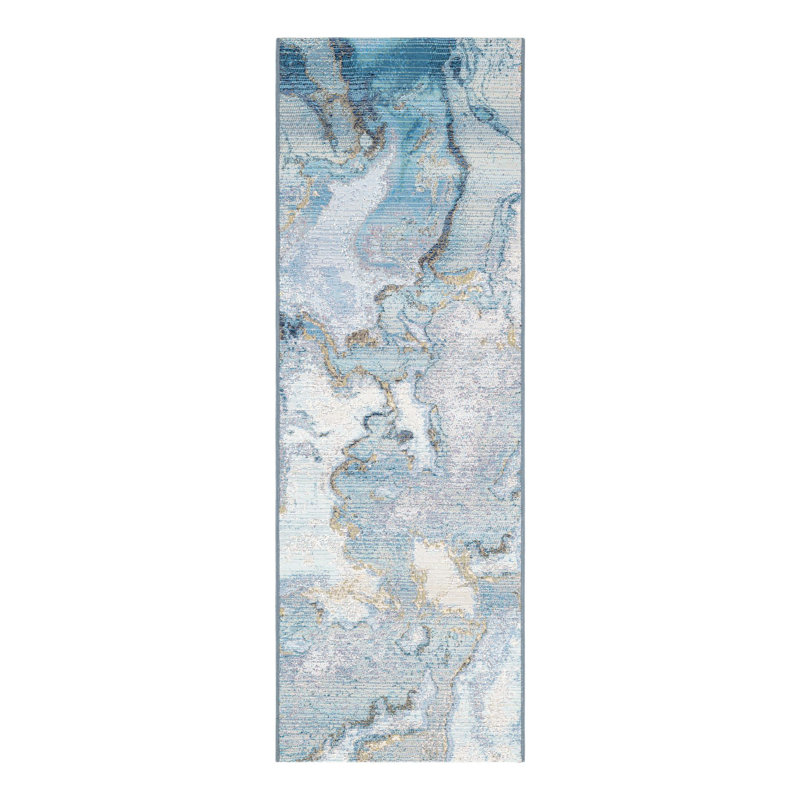 Keazia Washable Abstract Indoor / Outdoor Rug, Runner 2' x 6'1"