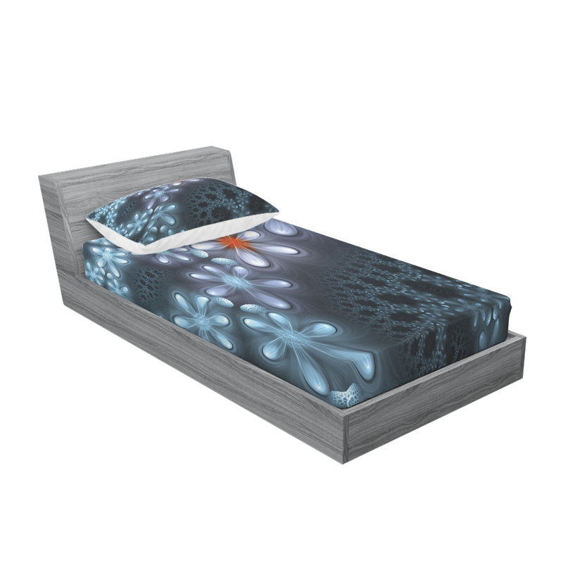 Ensemble de draps à motif de pétales ornementaux, Taie d'oreiller pour lit simple TG