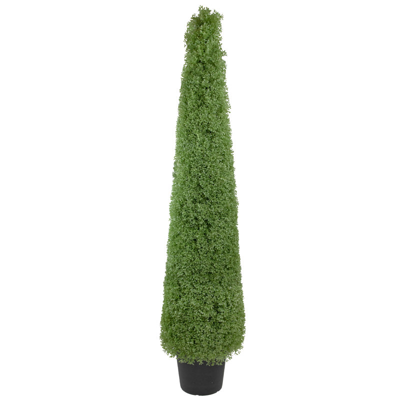 Topiaire cône artificiel avec pot rond non éclairé, H 60 po x l 15 po x P 15 po