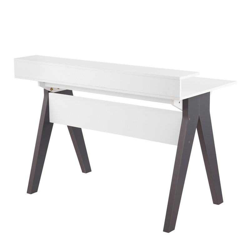 Bureau contemporain Wishbone en bois gris et blanc
