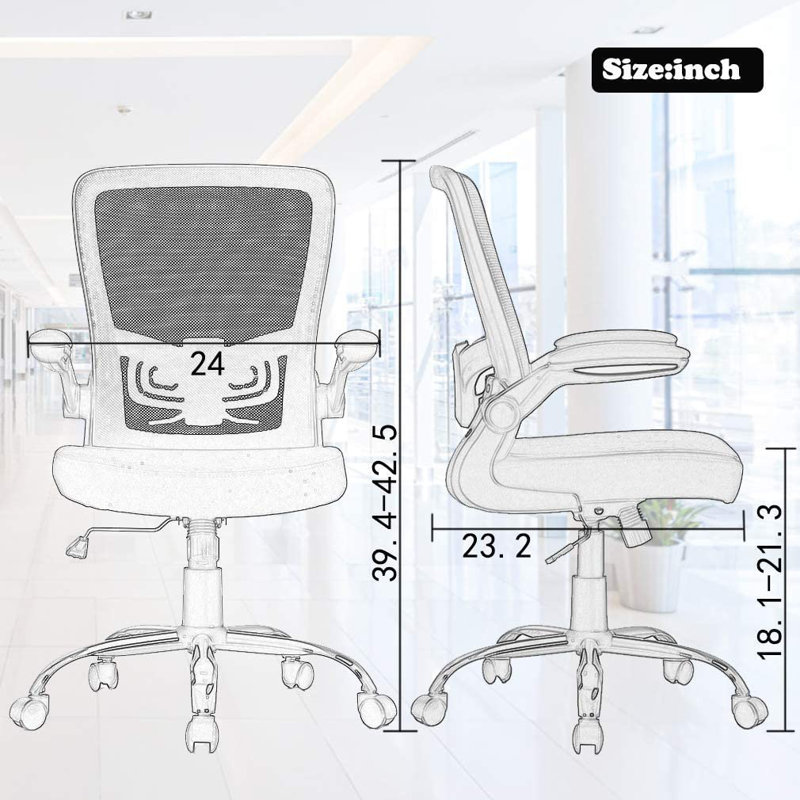 Chaise de bureau ergonomique en filet, Noir