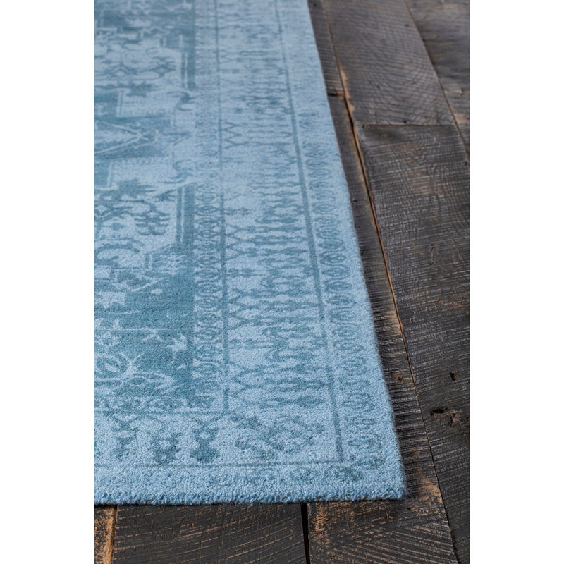 Tapis bleu touffeté à la main Kelsey, 7 pi 9 po X 10 pi 6 po