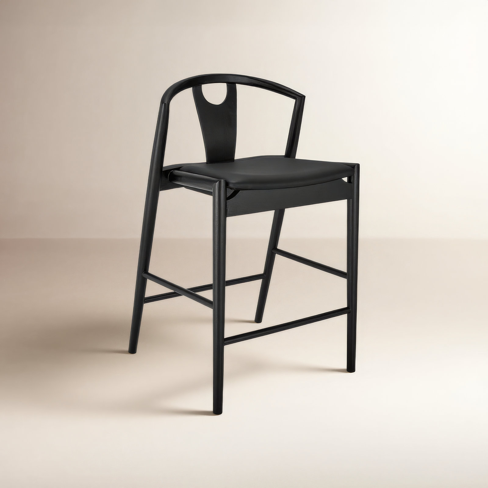Ambra Vegan Leather Counter Stool, Black