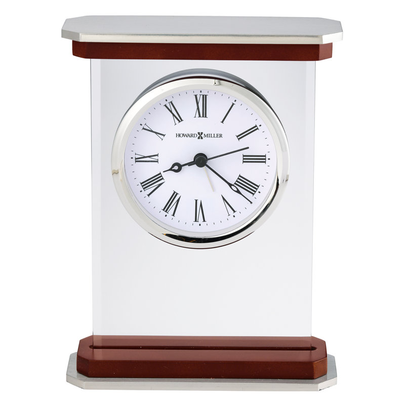 Mayfield Chrome and Rosewood Quartz Table Clock with Roman Numerals