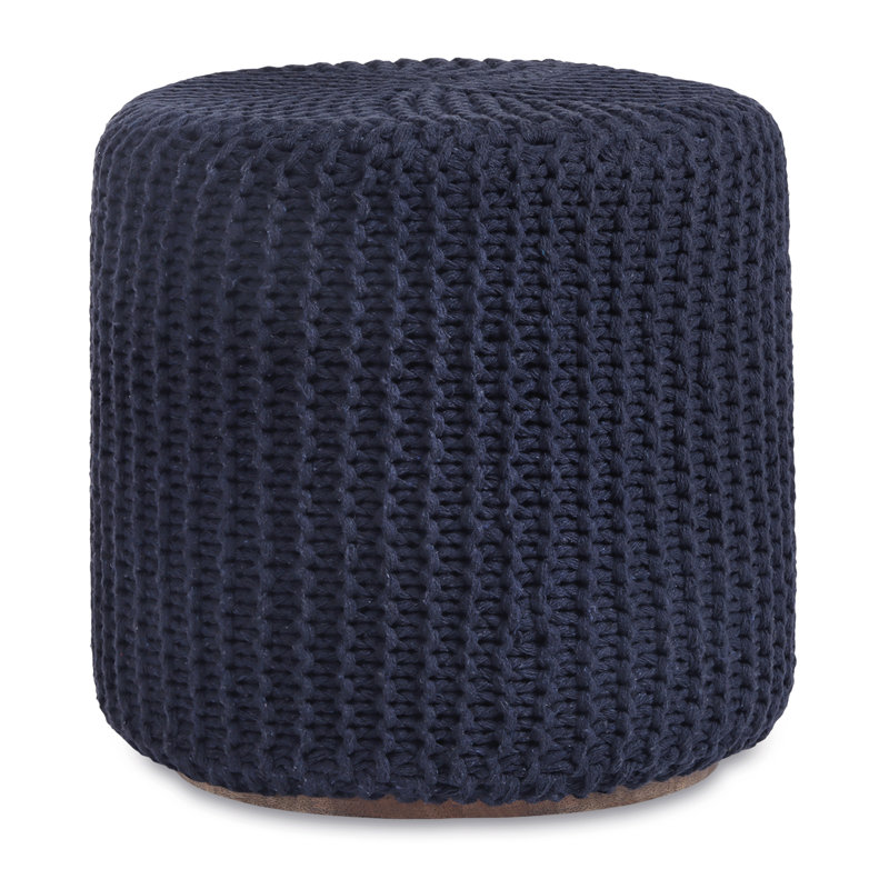 Repose-pieds rembourré en coton Tweedy, Marine 100 % coton