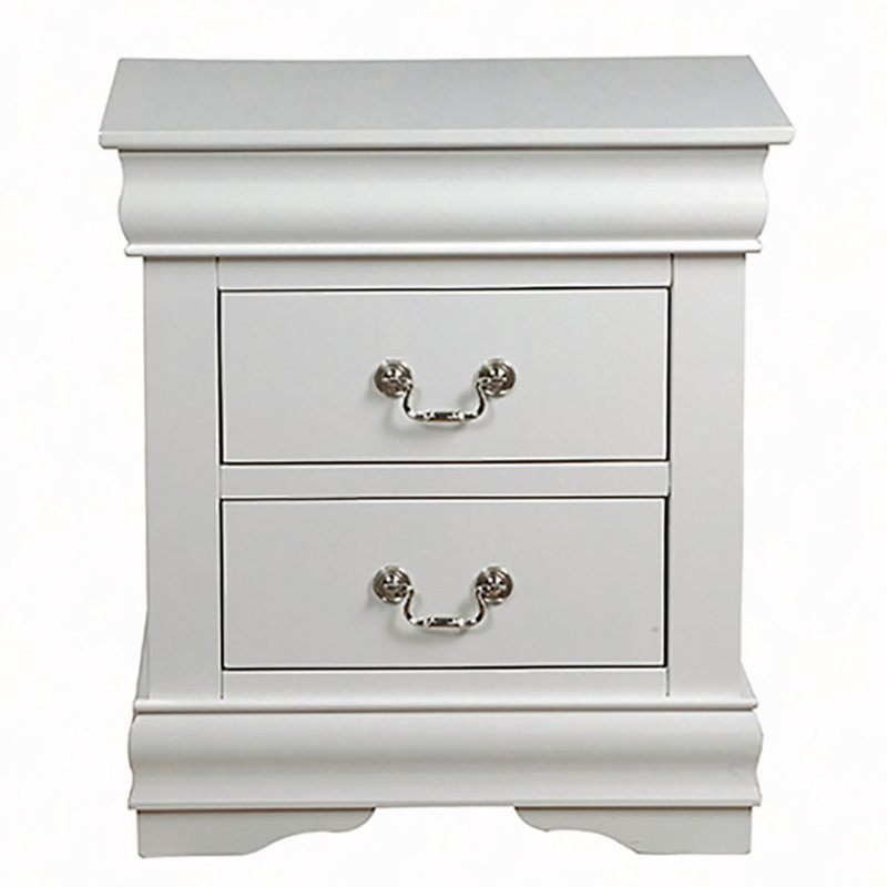 Nightstand, 2-Drawer Nightstand, White