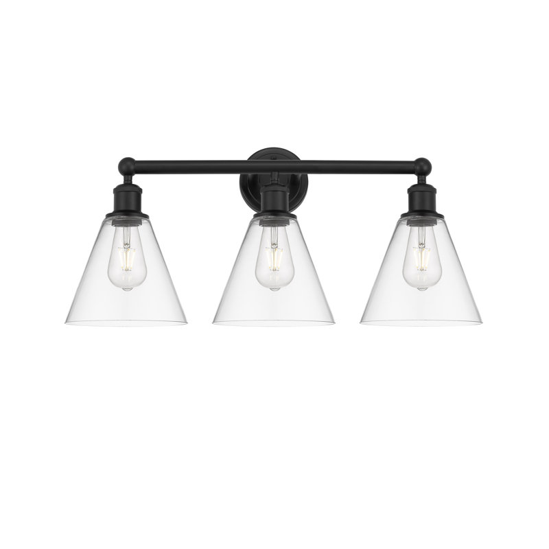 Éclairage de salle de bain à intensité variable à 3 lumières Beva, Transparent, Noir mat