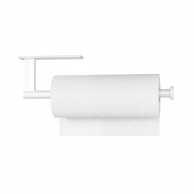 Under Cabinet Paper Towel Holder, Stainless Steel Wall Mount Rack with Self-Adhesive or Drilling Installation