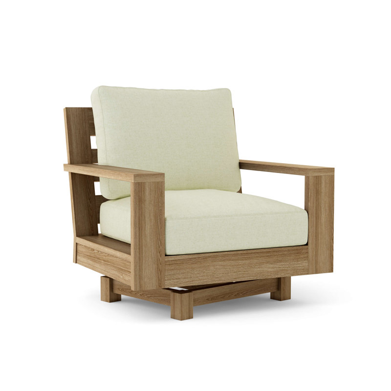 Madera Outdoor Teak Swivel Lounge Chair, Canvas Natural Sunbrella® Canvas