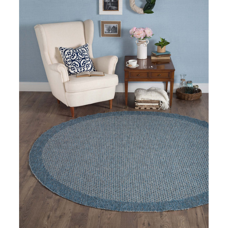 Tapis bleu moderne Wallaston, Rond 5 pi 1 po