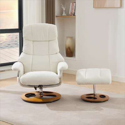 Fauteuil inclinable de massage en chenille pivotant à 360 ° avec repose-pieds Brian