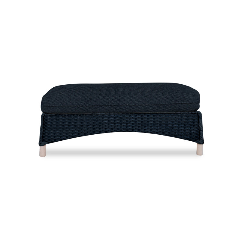 Mandalay Outdoor Ottoman, Sandberg Navy, Hickory