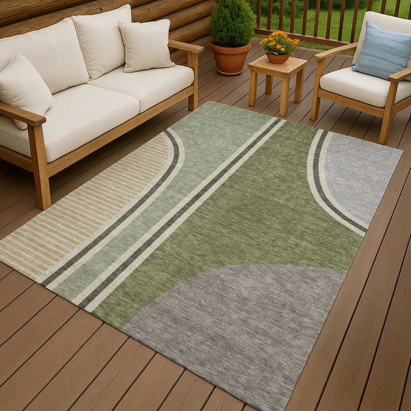 Machine Washable Indoor/Outdoor Chantille ACN2505 Modern Rug, Rectangle 8' x 10', Olive