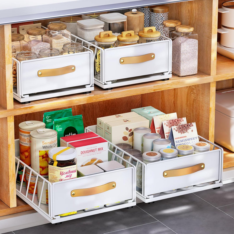 Pull Out Cabinet Storage Box, White