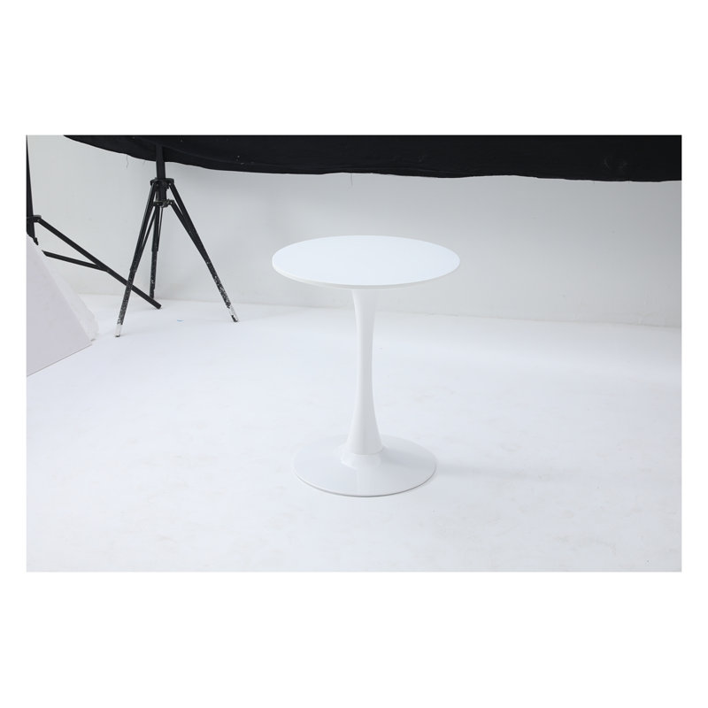 Table tulipe ronde 24 po blanche - luxe léger avec piédestal en métal, petit espace, H 28,74 po x L 24 po x l 24 po, Blanc