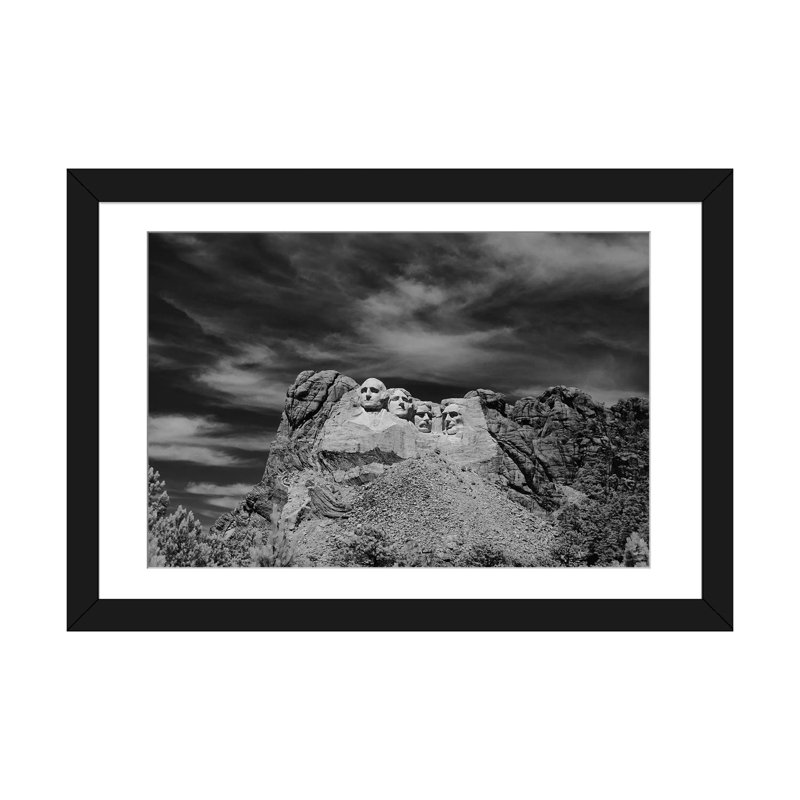 " 1960s Mount Rushmore " by Vintage Images, 16" H x 24" W x 1" D, Black Framed Fine Art Paper, White