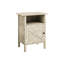 Table d'appoint pratique avec aspect transitionnel et stratifié de pierre crème, idéale pour les petits espaces de vie