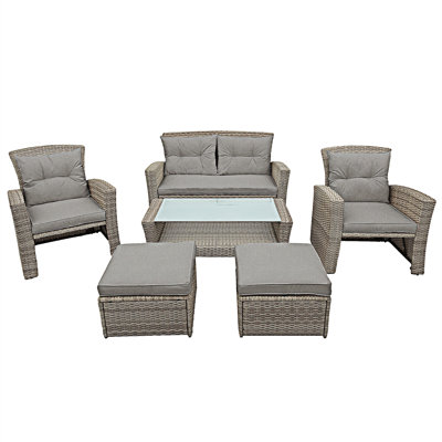 Gains 4 - Person Patio Dining Set Rectangular Table with Cushions Included