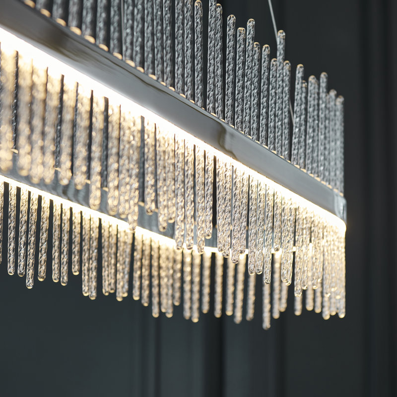 Angelisa 1 - Light LED Geometric Pendant, Chrome plate & clear glass, 240 H cm x 25 W cm