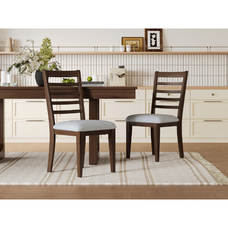 Ensemble 2 pièces de chaises de salle à manger de style campagnard, chaises de salle à manger rembourrées avec dossier haut, chaises sans accoudoirs classiques pour la cuisine