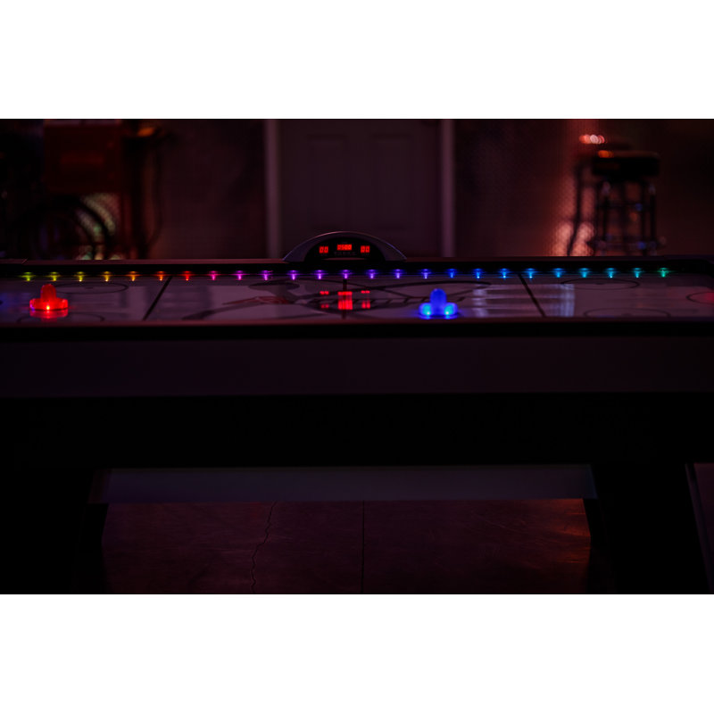 Atomic Top Shelf 7.5' Multicolor LED Air Hockey Table with Accessories