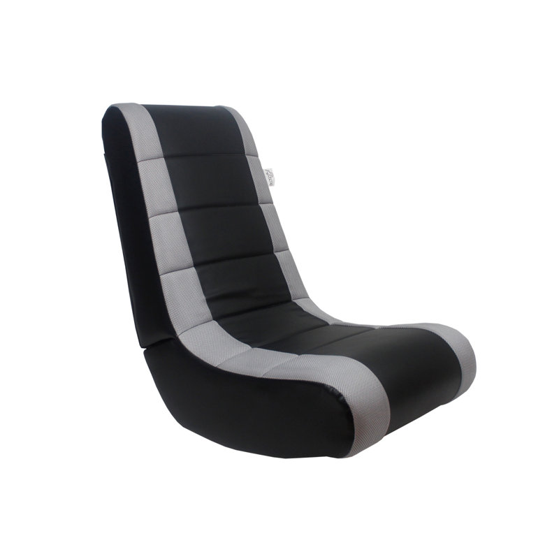 Chaise berçante pour jeux vidéo Loungie Rockme, Noir / cuir argenté