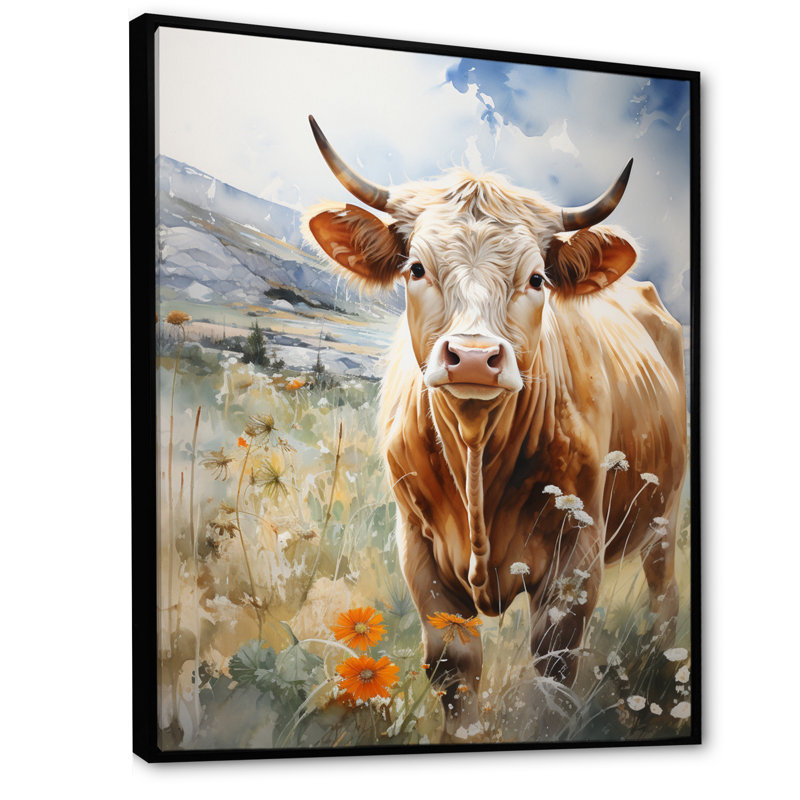 Ashalyn Cow Petals Field I - Imprimé, H 20 po x l 12 po x P 1 po, Cadre flottant noir