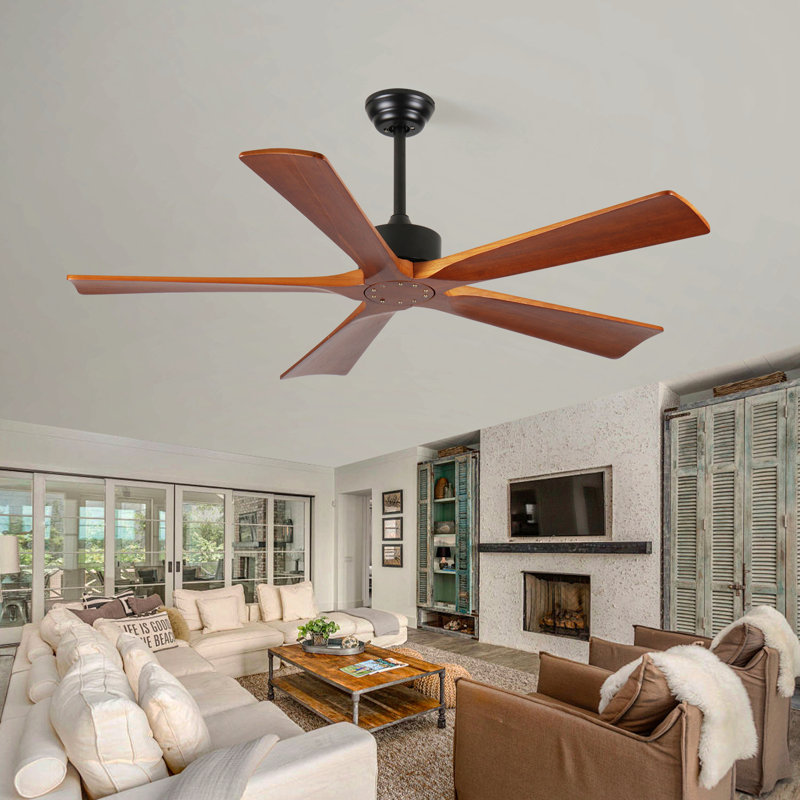 Ventilateurs de plafond 60 pouces et ventilateur de plafond intérieur en bois avec télécommande