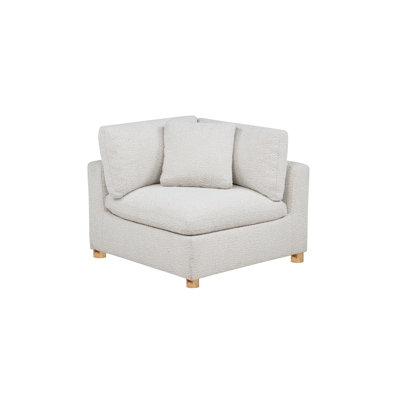 Modular Corner Chair With Throw Pillow In Teddy Boucle Fabric