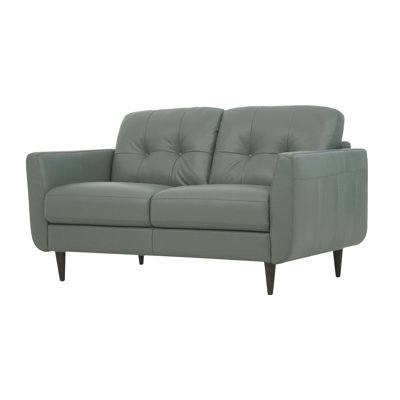 Causeuse à accoudoirs carrés en cuir véritable avec coussins réversibles de 58,6 po Radwan