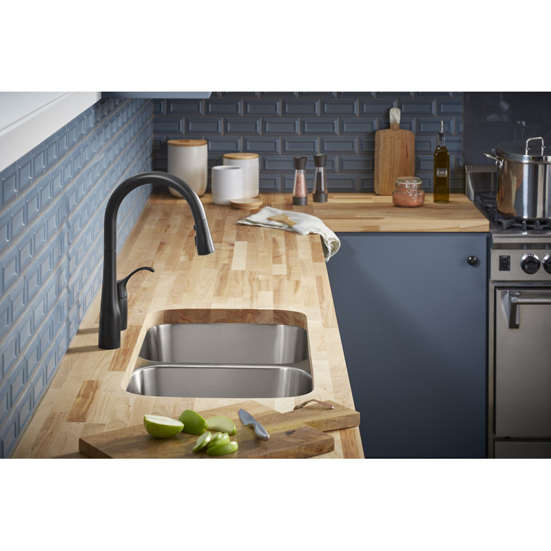 Simplice Pull-down Bar Sink Faucet with Three-function Sprayhead, Noir mat